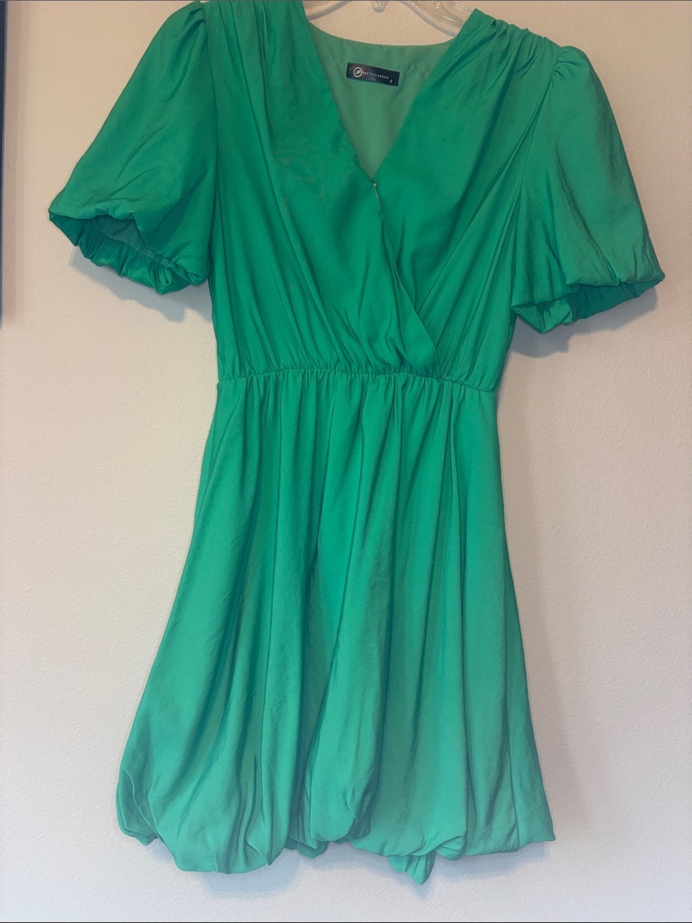Emerald Green Puff-Sleeve Dress